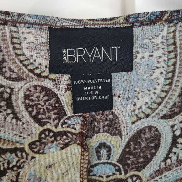 Lane Bryant Paisley Poncho Top Plus Size 14/16 Brown Blue Fairy Core Stretch USA - Picture 5 of 7